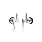 Simple And Fashion Lightning 316l Stainless Steel Stud Earrings Silver - One Size