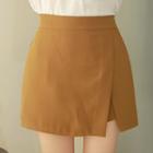 Cutout-front Band-waist Mini Skirt