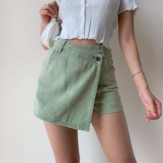 Asymmetric Flap Front Denim Skort