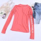 Long-sleeve Lettering T-shirt Pink - One Size