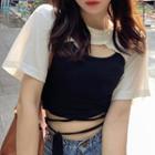 Short-sleeve Crop Top / Lace Up Cropped Camisole Top
