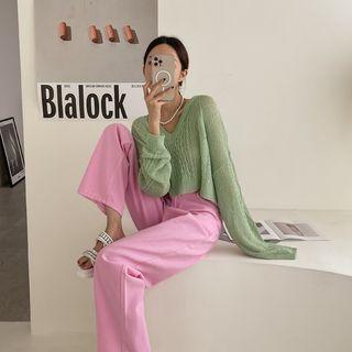 Sheer Oversize Cable-knit Top