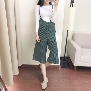 Long-sleeve Knit Top / Cropped Jumper Pants / Set