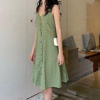 Sleeveless Tie-back Gingham Dress