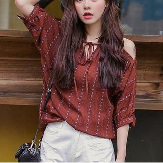 Polka Dot Off-shoulder Shirt