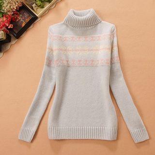Patterned Turtle Neck Sweater