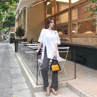 Short-sleeve T-shirt / Striped Sweatpants