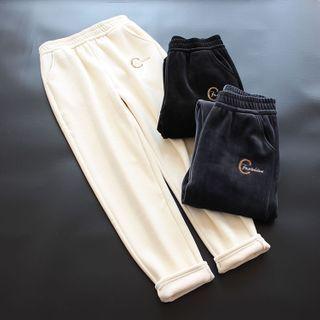 Letter Embroidered Straight-leg Pants