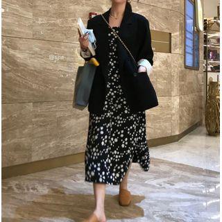 Sleeveless Floral Midi Dress Black - One Size