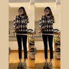 Argyle Sweater / Asymmetrical Hem Skinny Pants