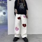 Sequin Heart Loose Fit Pants
