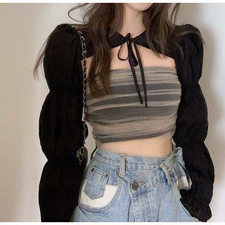 Mesh Tube Top / Long-sleeve Shawl