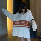 V-neck Lettering Loose-fit Sweater