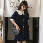 Layered Collar Short-sleeve Dress