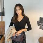 Plunge-neck Ruched Slim Top