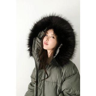 Faux-fur Trim Hooded Long Puffer Coat