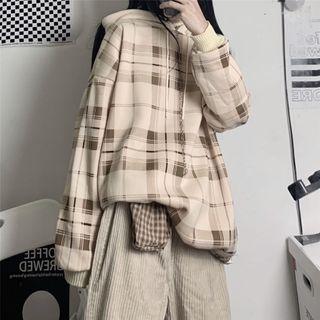 Long-sleeve Plaid Hoodie