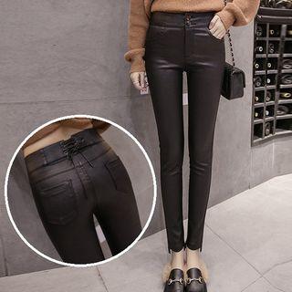 Cropped Faux Leather Skinny Pants
