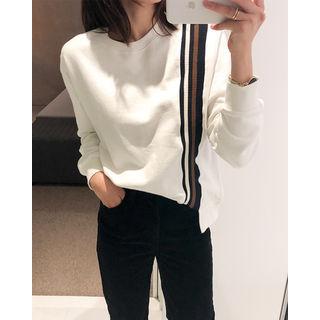 Contrast-trim Cutout-hem Sweatshirt