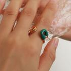 Glaze Chained Open Ring 1 Pc - Green - One Size