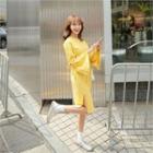 Bell-sleeve Slit-side Dress