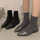 Low-heel Knit Short Boots