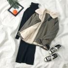 Fleece-lined Zipped Jacket / Turtleneck Knit Dress