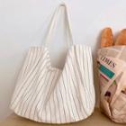 Striped Canvas Tote Bag Off-white - One Size
