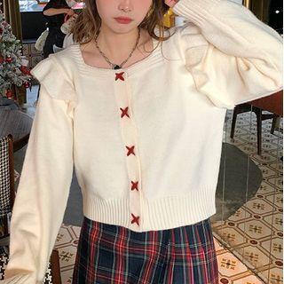 Square-neck Ruffle Sweater