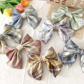 Plaid Bow Fabric Hair Clip