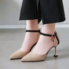 Pointy-toe Ankle Strap High Heel Dorsay Pumps