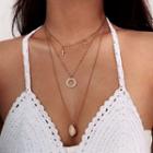 Shell Cross & Hoop Pendant Layered Necklace