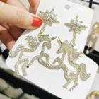 Rhinestone Unicorn Dangle Earring 1 Pair - Gold - One Size