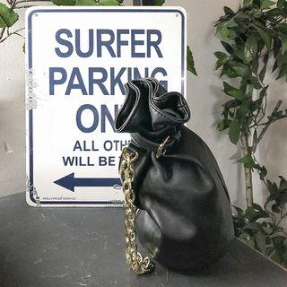 Chain-strap Faux-leather Bucket Bag Black - One Size