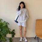 Layered Sweatshirt & Drawcord Sweatshorts Set
