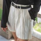 Stripe Linen Shorts With Belt