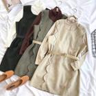 Set: High Neck Long-sleeve T-shirt + Sleeveless A-line Dress
