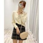 V Neck Plain Long-sleeve Cardigan