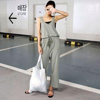 Drawstring-waist Cotton Jumpsuit