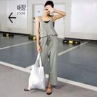 Drawstring-waist Cotton Jumpsuit