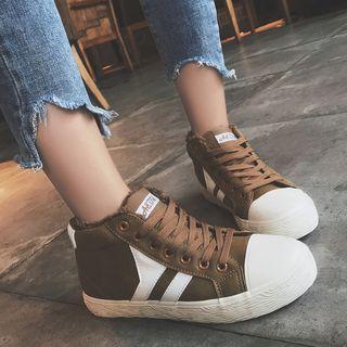 Fleece-lined Striped Sneakers