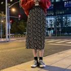 Floral Chiffon Skirt Black - One Size