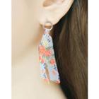 Floral-strap Mini Hoop Dangle Earrings