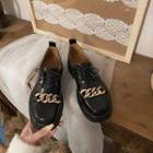 Chain Faux Leather Lace-up Shoes
