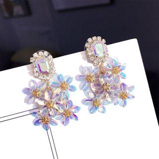 Rhinestone Flower Dangle Earring 1 Pair - Multicolour - One Size