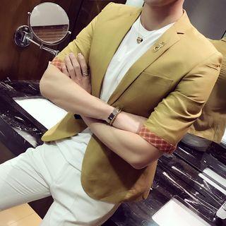 Check Cuffed Blazer