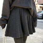 Accordion-pleat Knit Miniskirt