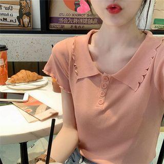 Lettuce Edge Short-sleeve Knit Polo Shirt