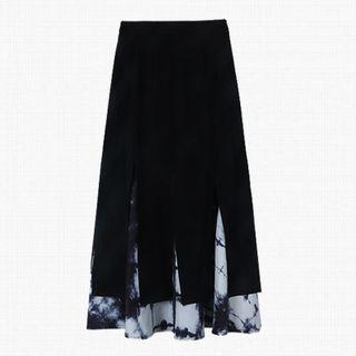 Mock Two-piece Tie-dye Midi A-line Dress