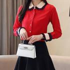Long-sleeve Chiffon Blouse (various Designs)
